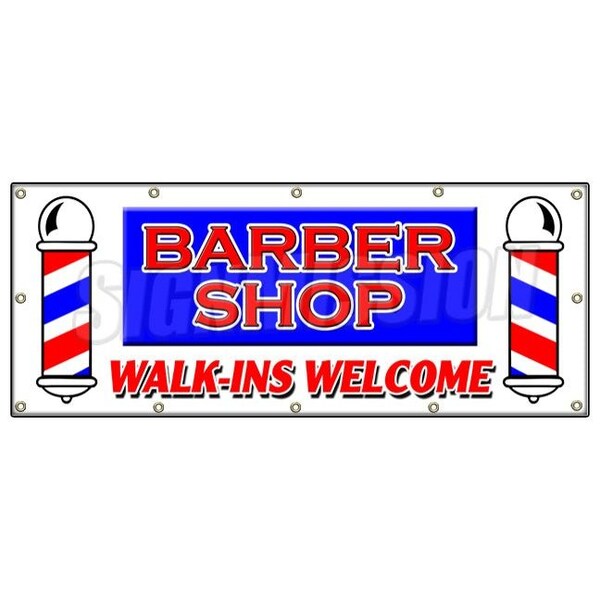 Signmission BARBER SHOP WALK-INS WELCOME BANNER SIGN men women coloring manicure B-120 Barber Shop Walk-Ins Wel - main